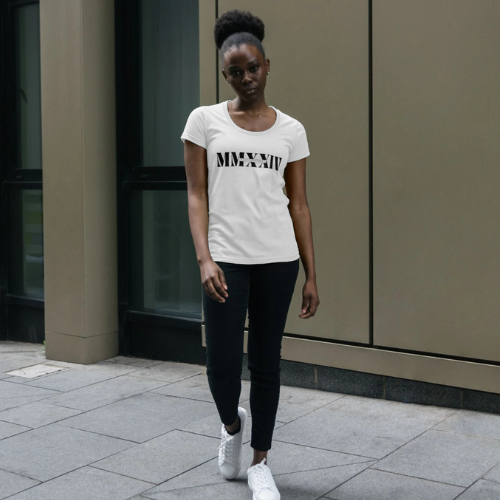 Womens White Scoope Neck T-Shirt