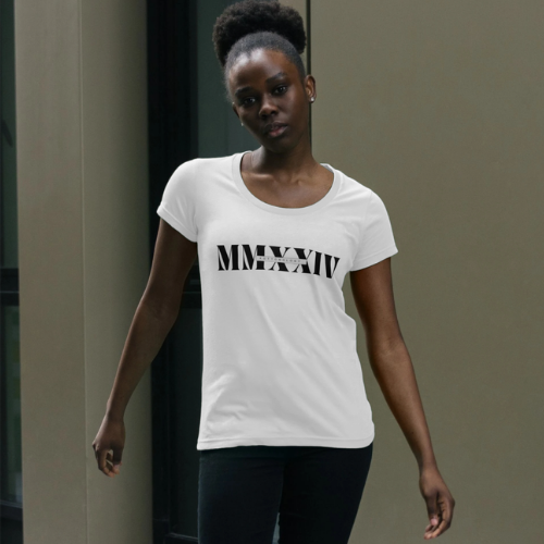 Womens White Scoope Neck T-Shirt