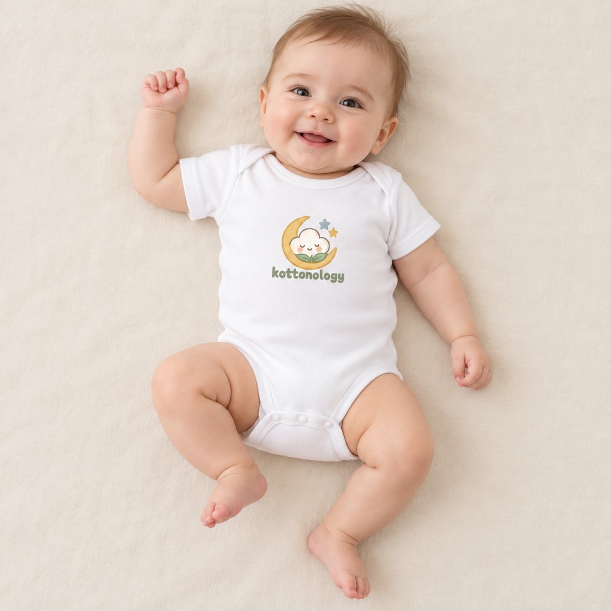 100% Organic Cotton Baby Babygro - Moon & Stars