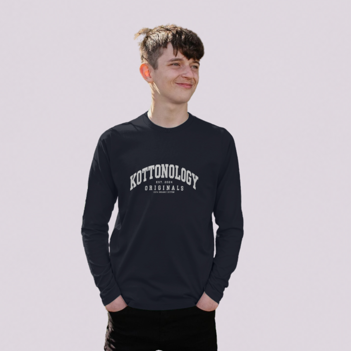 Boys' Navy Organic Cotton Long Sleeve T-Shirt