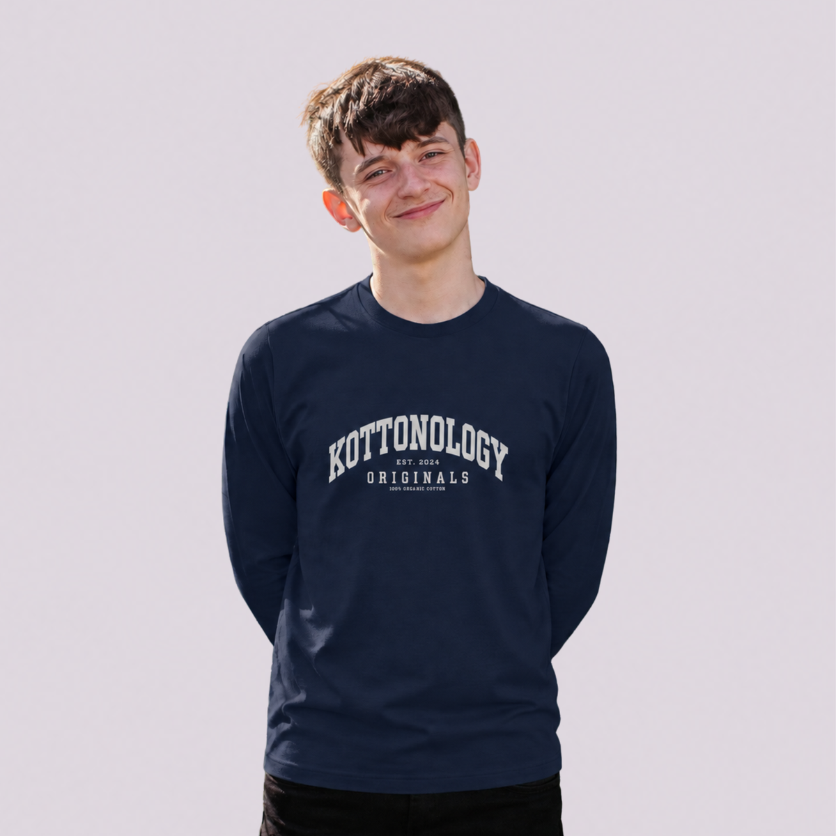Boys' Navy Organic Cotton Long Sleeve T-Shirt