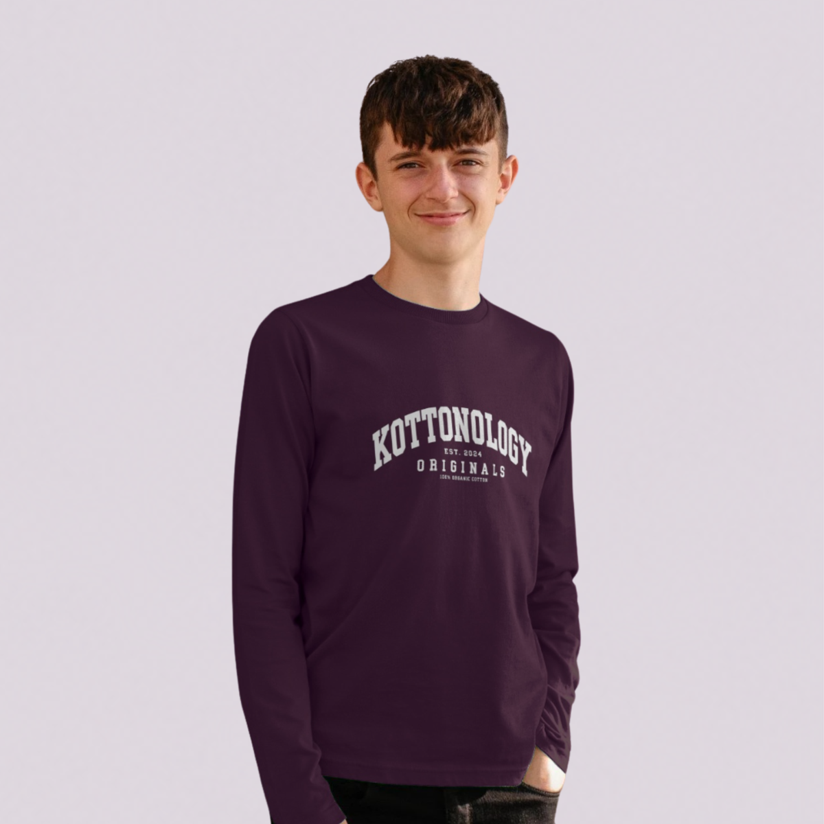 Boys' Purple Organic Cotton Long Sleeve T-Shirt