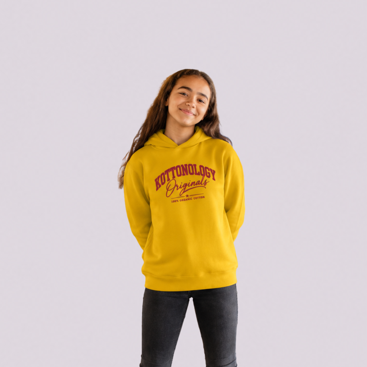 Girls' Deep Yellow Organic Cotton Hoodie