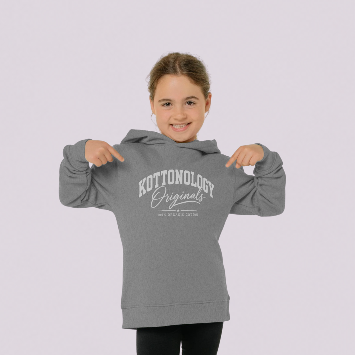 Girls' Grey / White Organic Cotton Hoodie