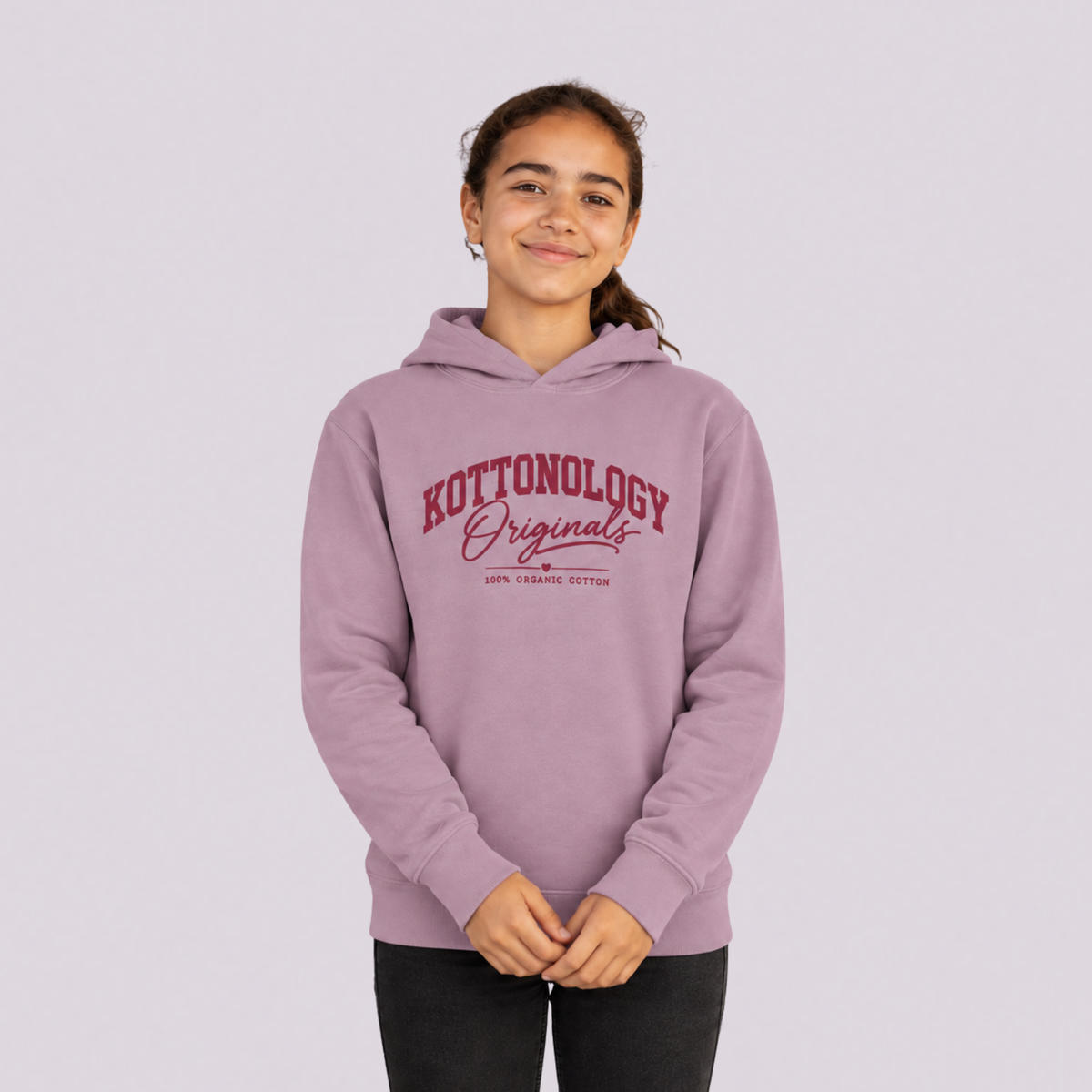 Girls' Mauve / Red Organic Cotton Hoodie