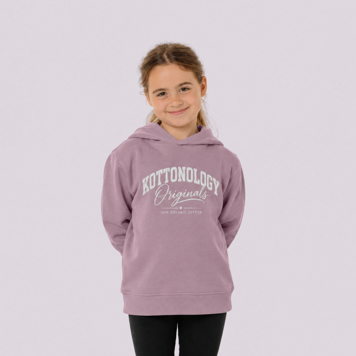 Girls' Mauve / White Organic Cotton Hoodie