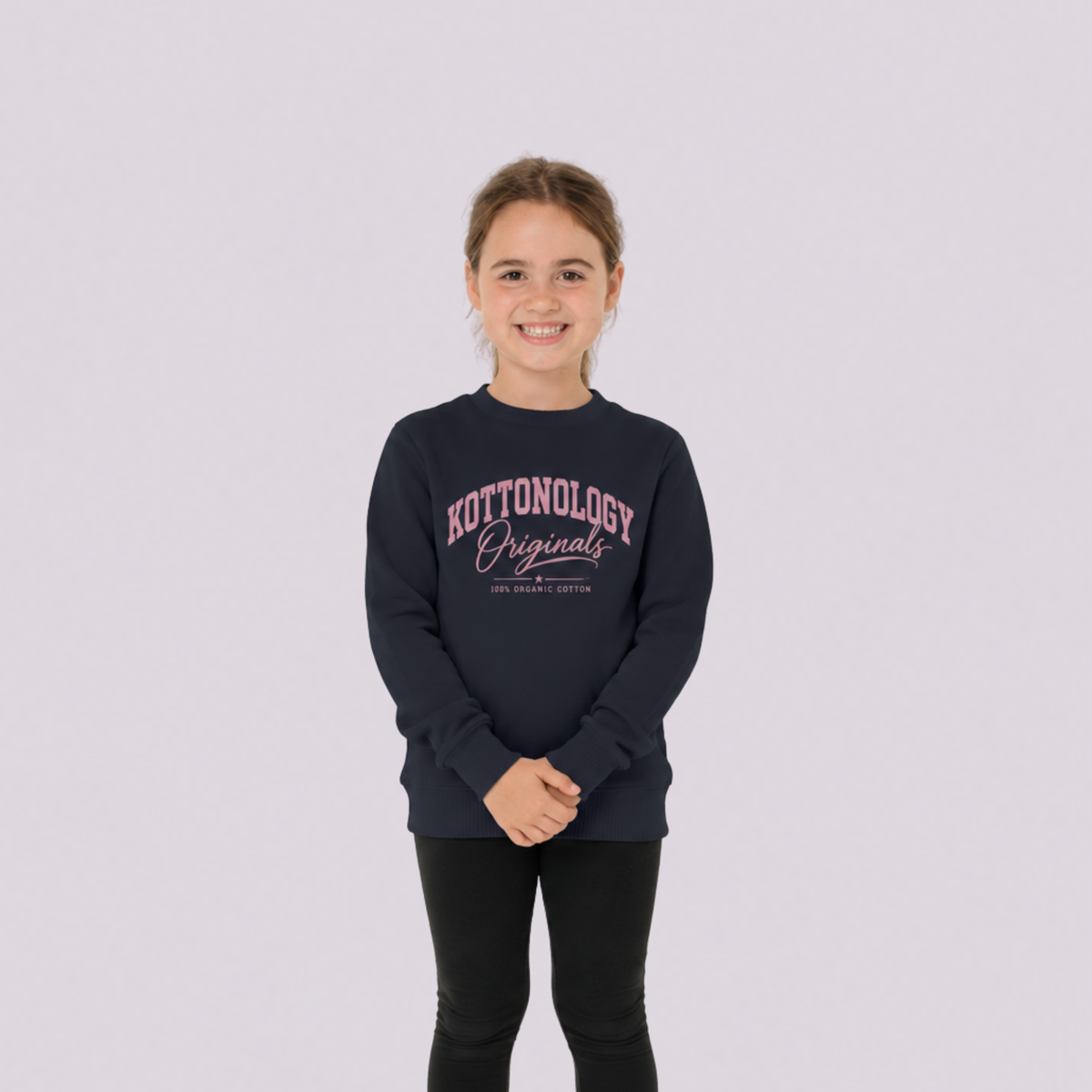 Girls' Navy & Pink Organic Cotton Sweatshirt
