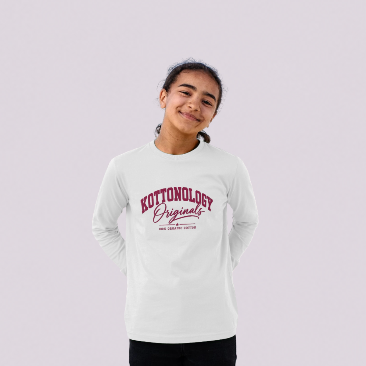 Girls' White/Red Organic Cotton Long Sleeve T-Shirt