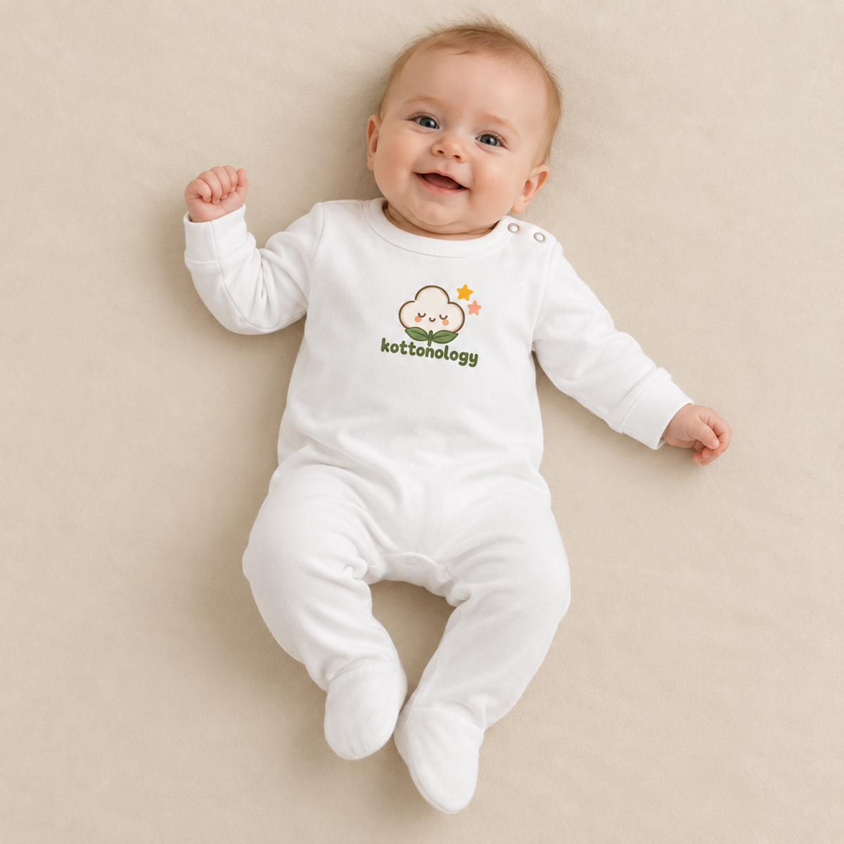 100% Organic Cotton Baby Sleepsuit – Happy Cotton