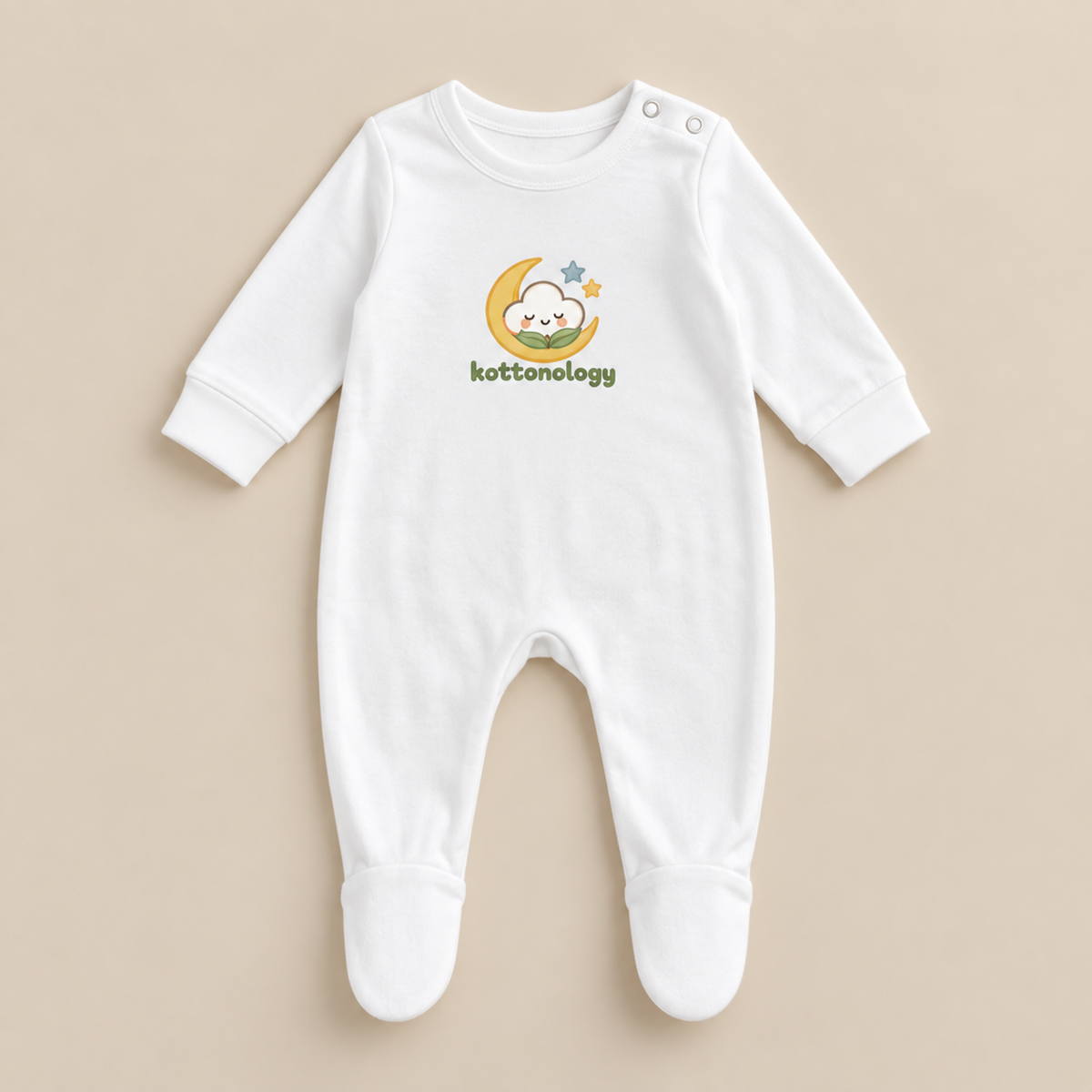100% Organic Cotton Baby Sleepsuit – Moon & Stars