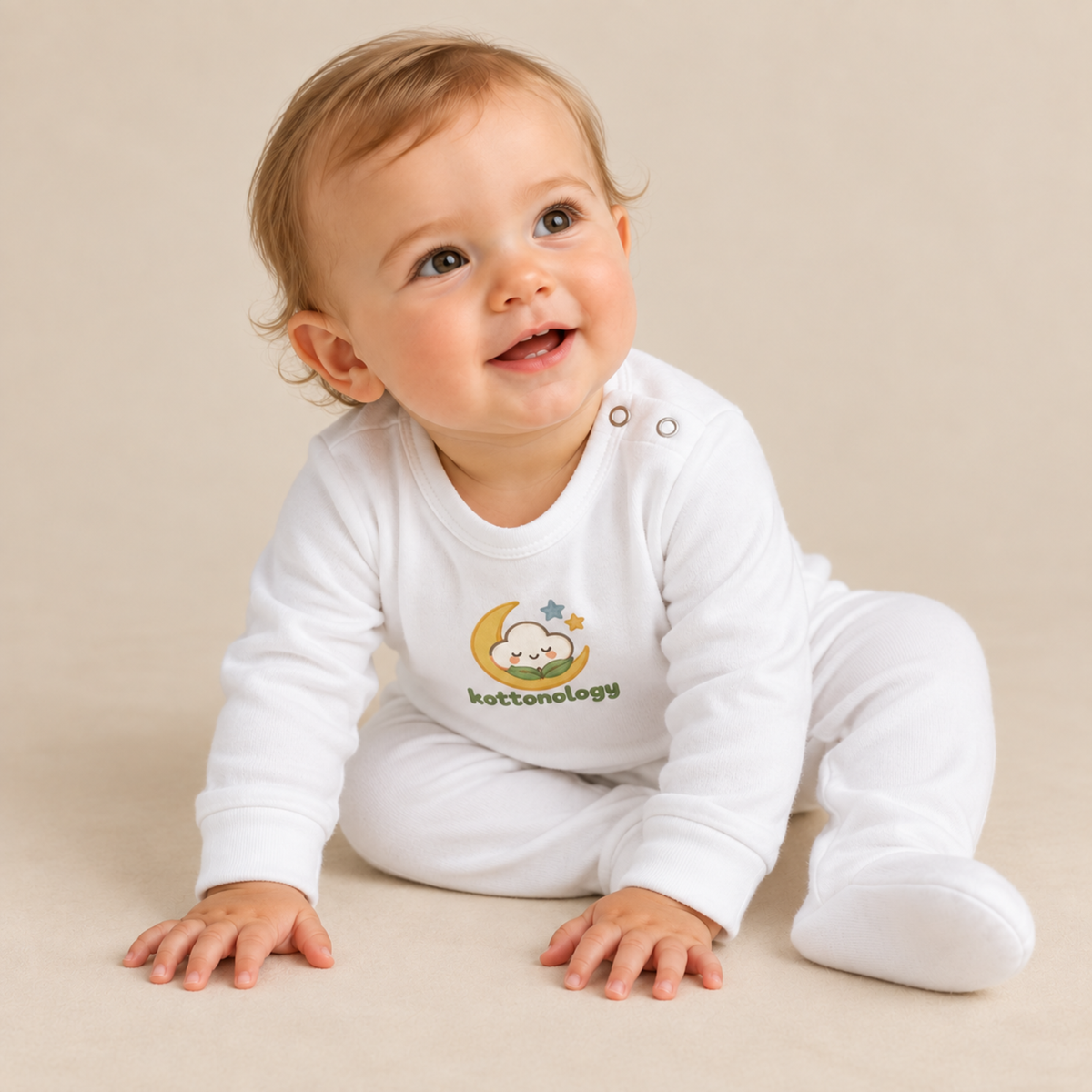 100% Organic Cotton Baby Sleepsuit – Moon & Stars