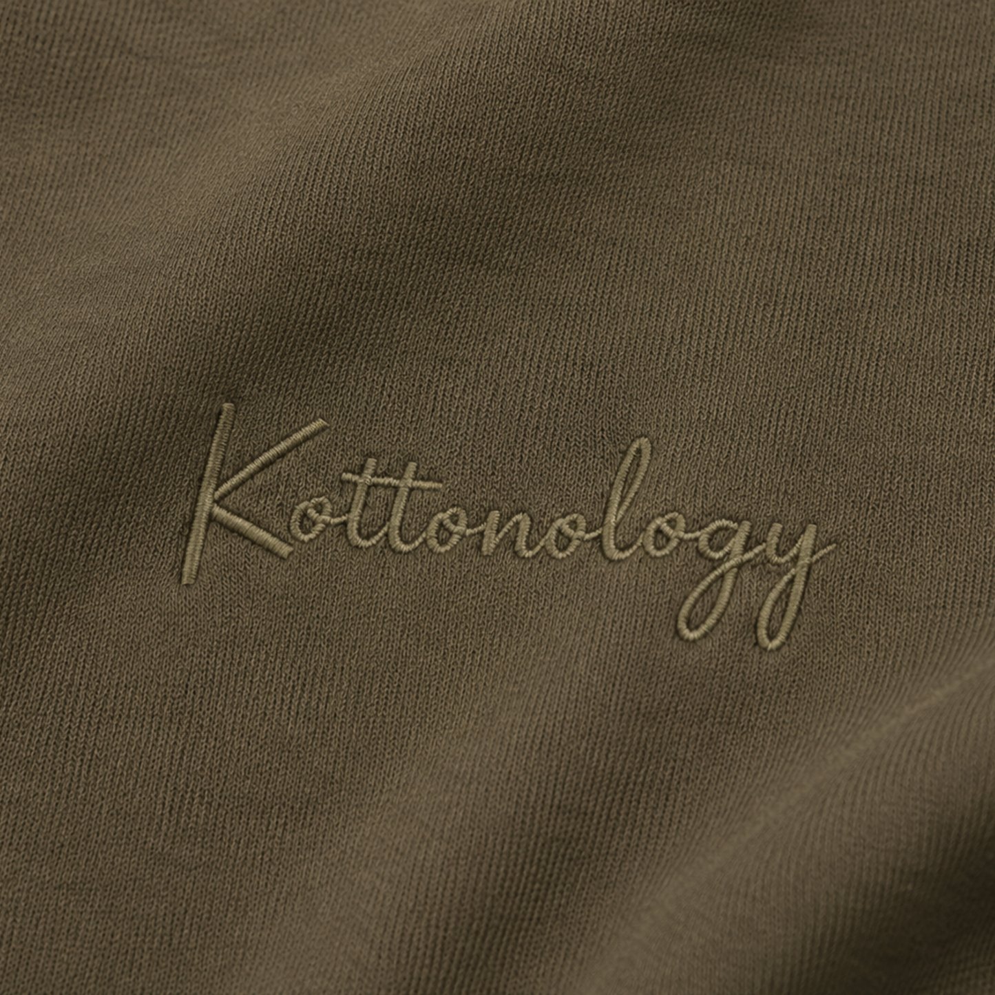 Khaki Kottonology T-Shirt with Embroidered Stitch