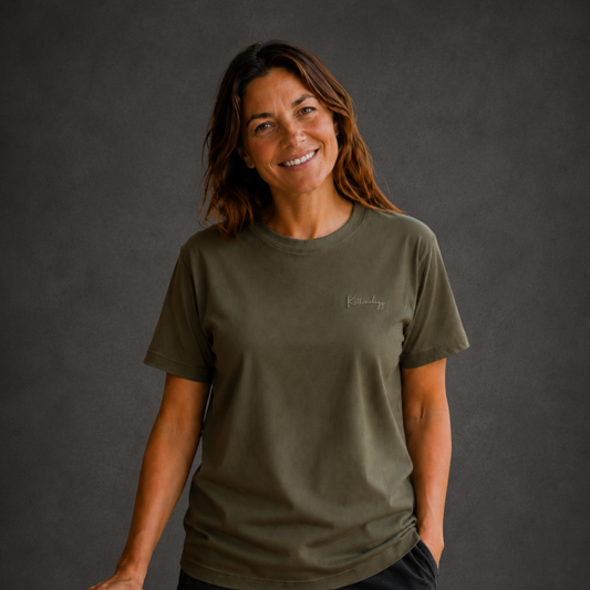 Khaki Kottonology T-Shirt with Embroidered Stitch