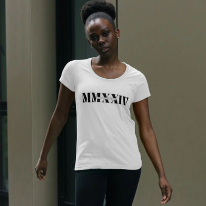 Womens White Scoope Neck T-Shirt