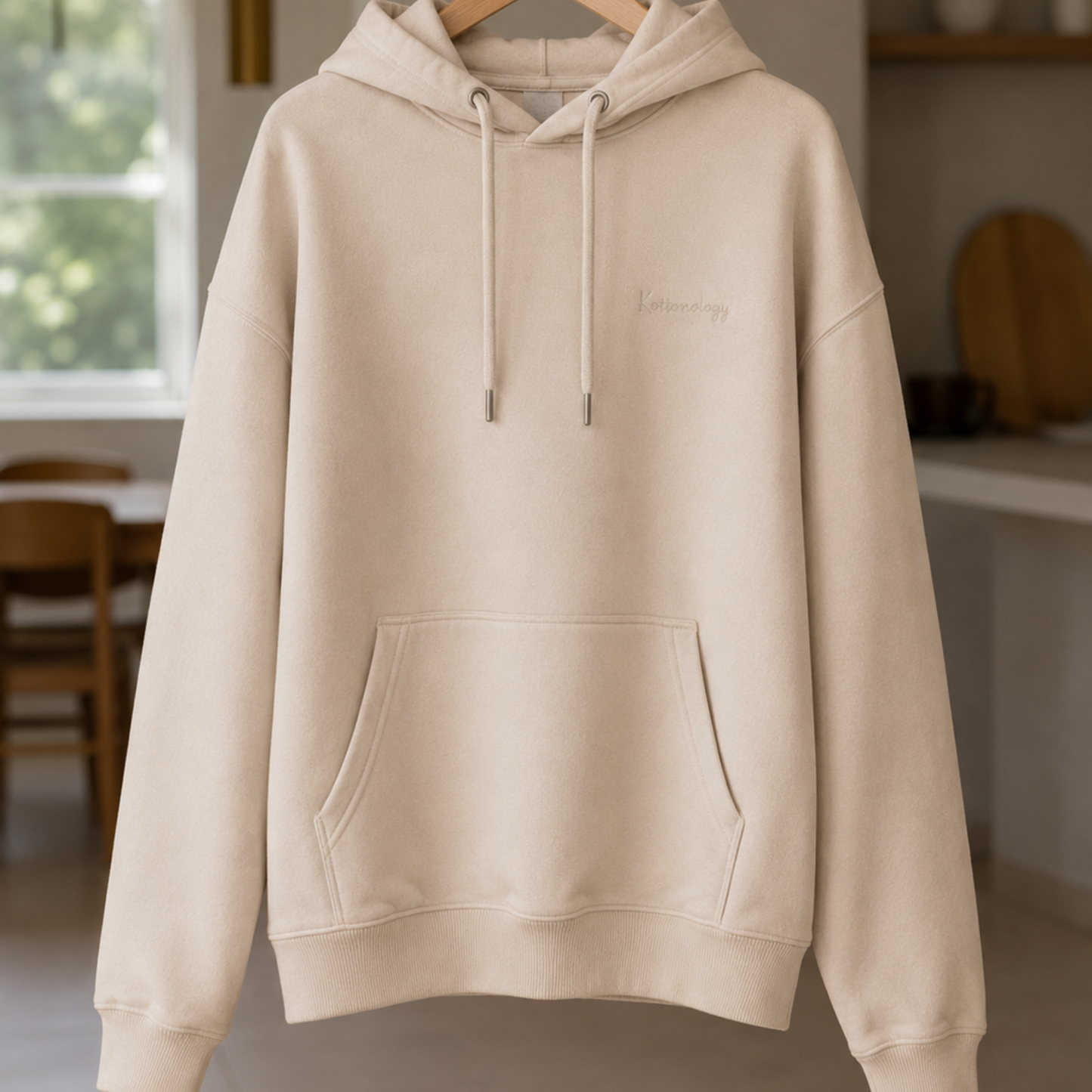 Natural Raw Kottonology Hoodie with Embroidered Stitch