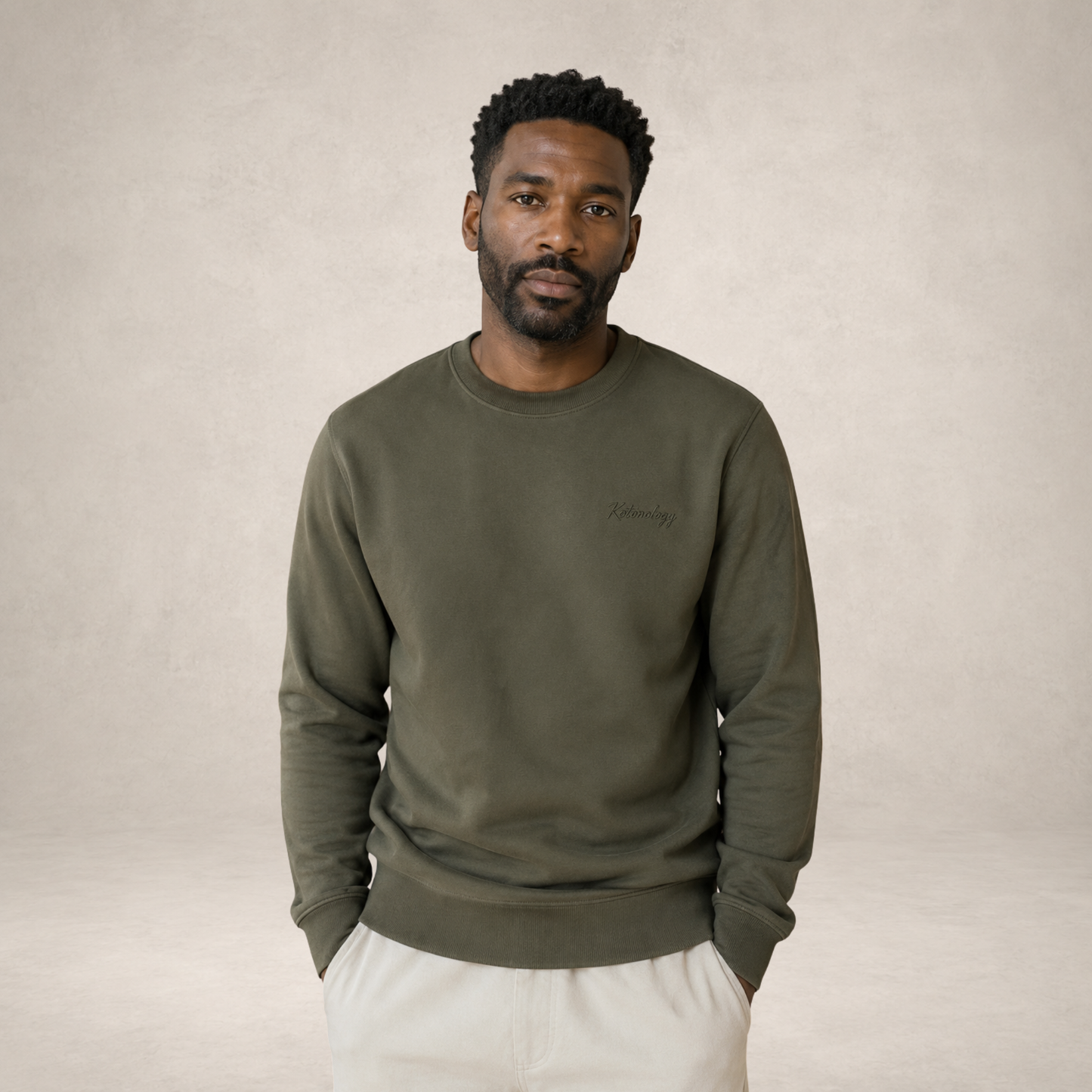 Mens Sweatshirt in Khaki Green
