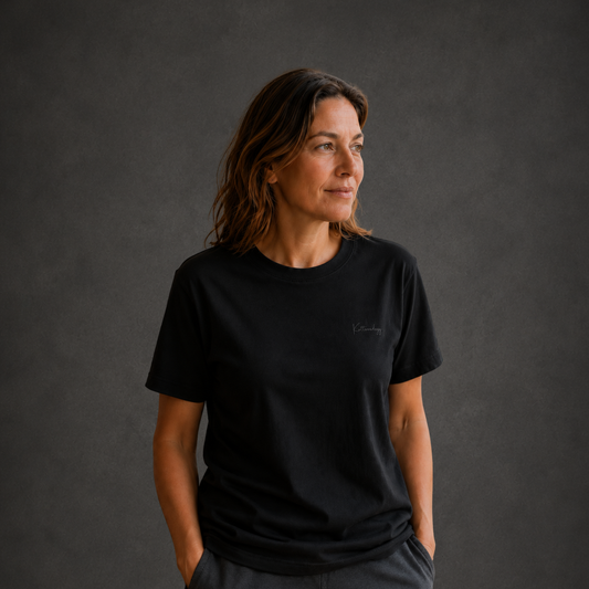 Black Kottonology T-Shirt with Embroidered Stitch