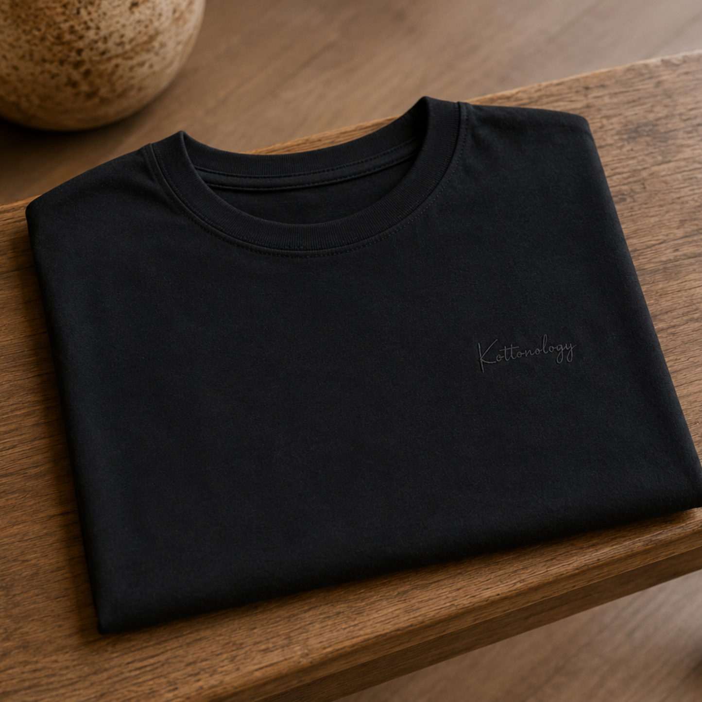 Black Kottonology T-Shirt with Embroidered Stitch