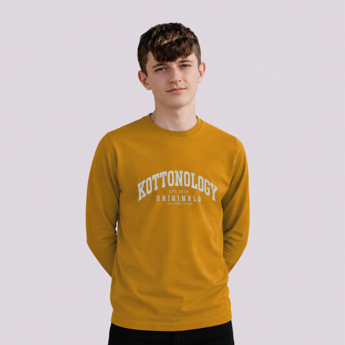 Boys' Deep Yellow Organic Cotton Long Sleeve T-Shirt