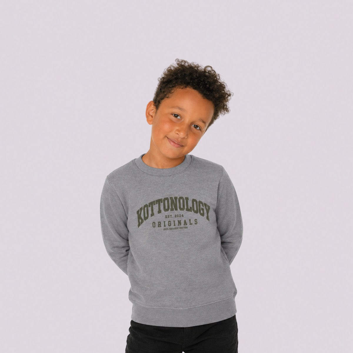 Boys' Grey & Green Organic Cotton Sweatshirt