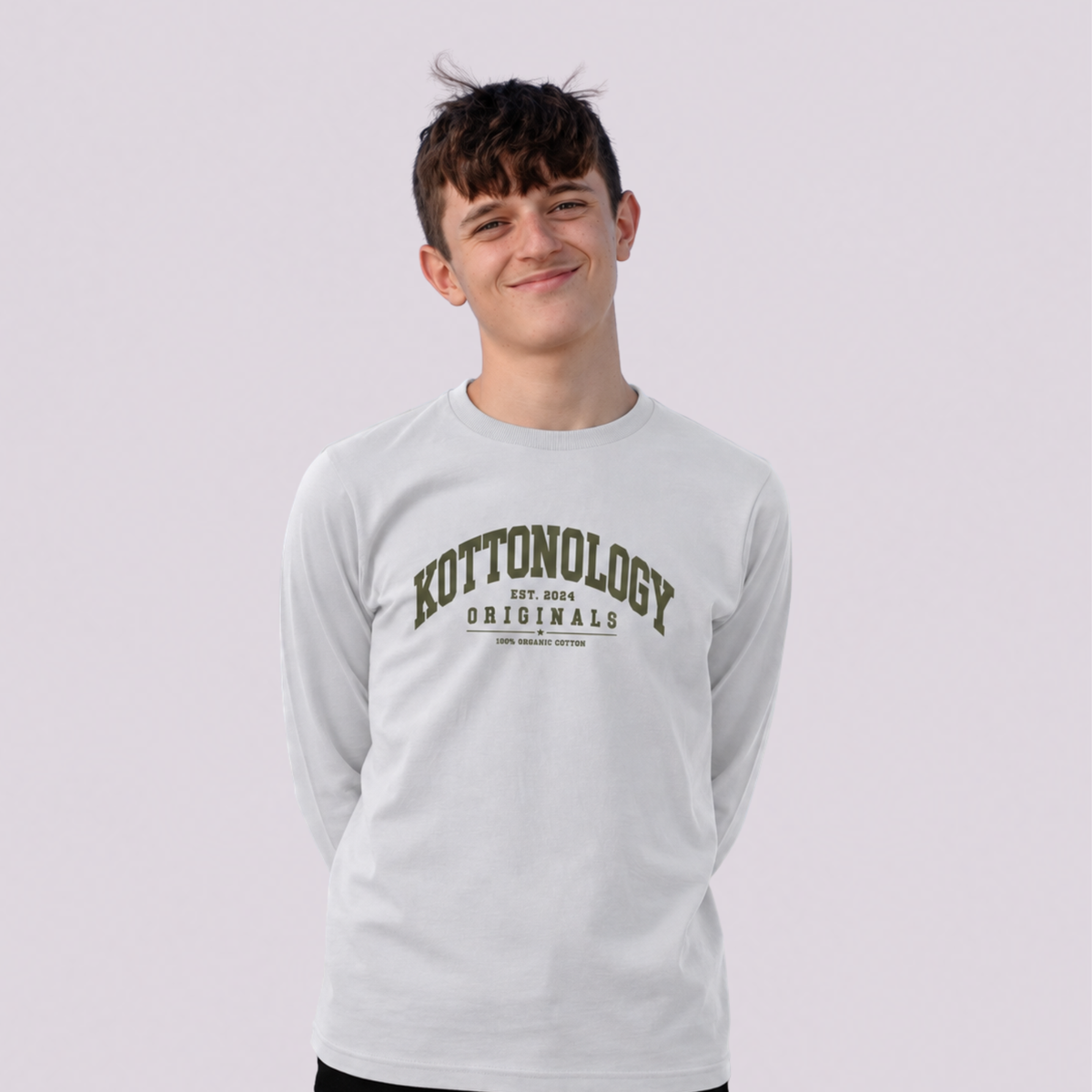 Boys' White Organic Cotton Long Sleeve T-Shirt
