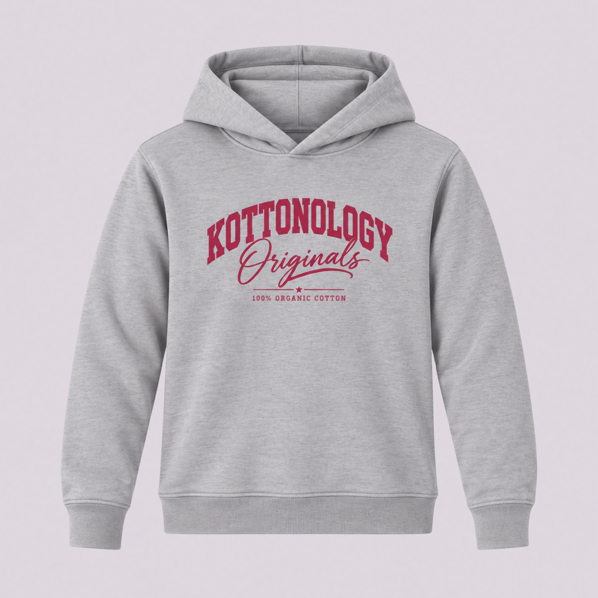 Girls' Grey Red Organic Cotton Hoodie