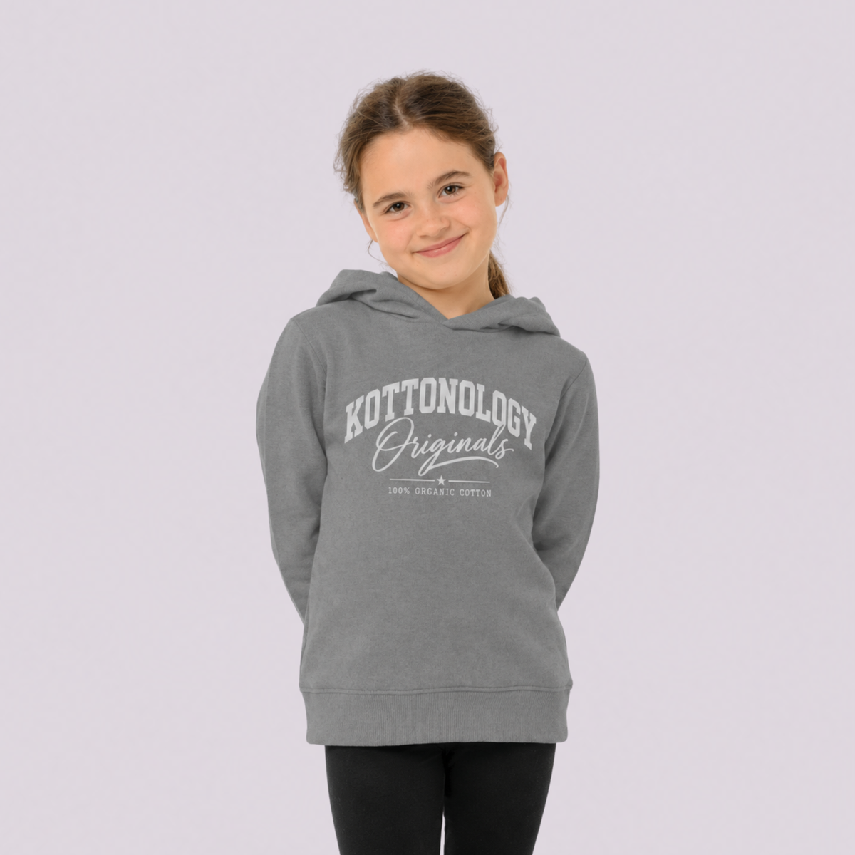 Girls' Grey / White Organic Cotton Hoodie
