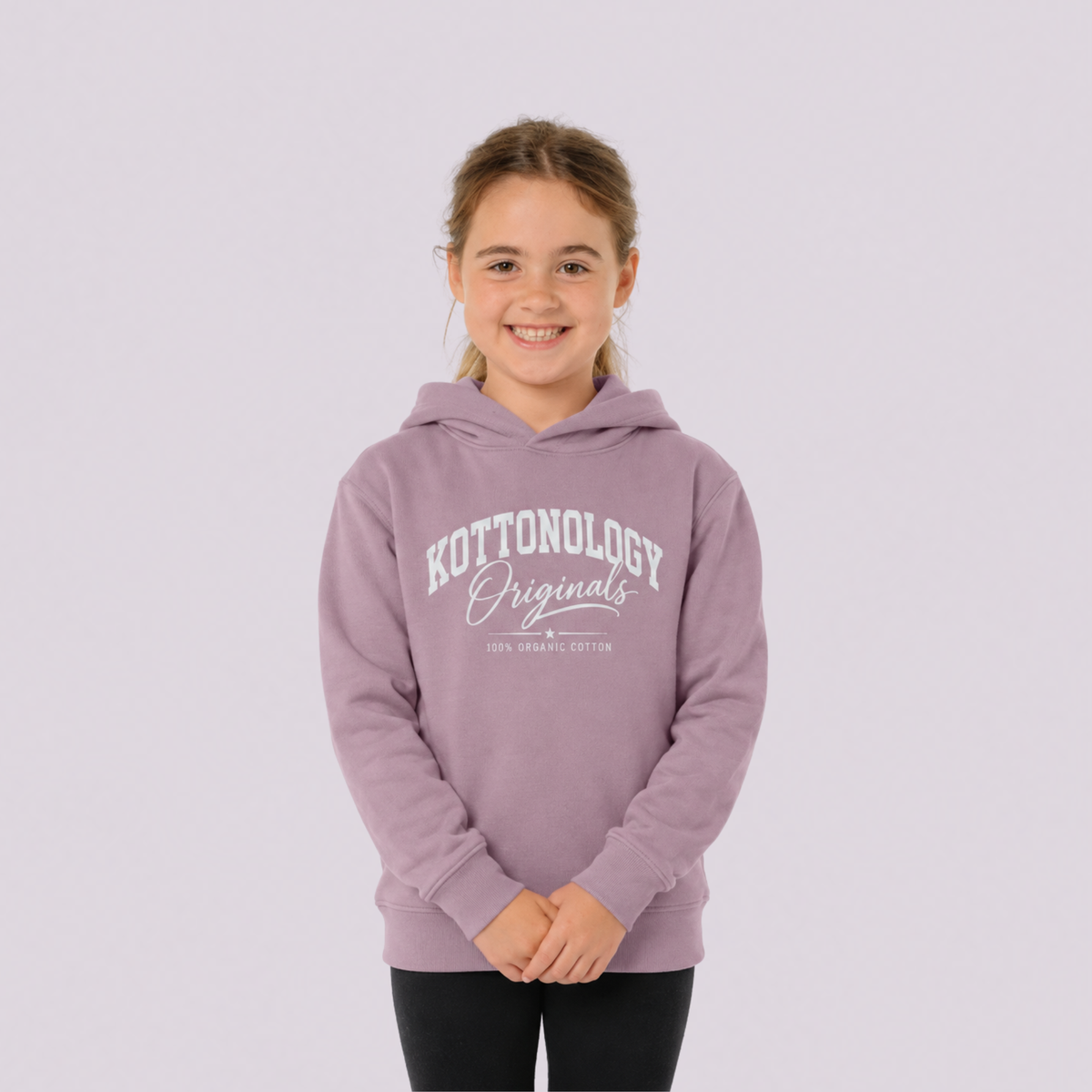 Girls' Mauve / White Organic Cotton Hoodie