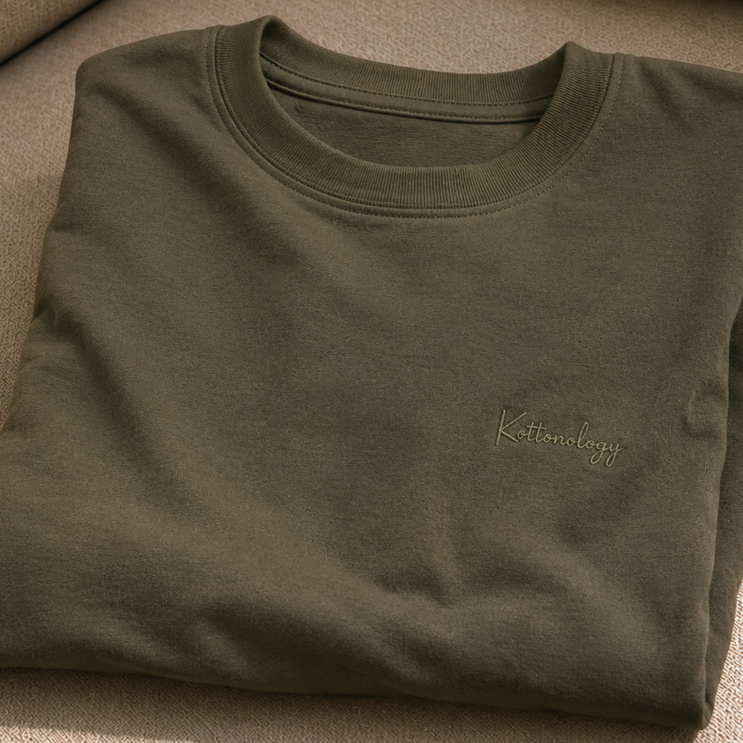 Khaki Kottonology T-Shirt with Embroidered Stitch
